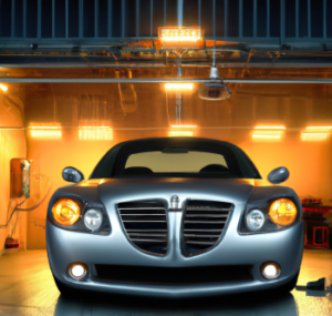 Image of a warm car in a garage.